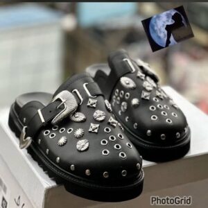 Toga Virilis Studded Clogs – Bold Black Leather Edge