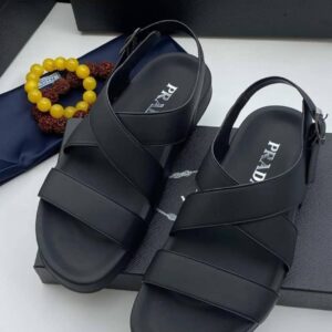 Prada Crisscross Leather Sandals – Modern Italian Elegance | Levonteluxe