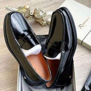 Richwanaz Black Patent Leather Penny Loafers