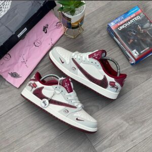 High-class Stussy x Nike Air Jordan 1 sneakers on display, showcasing luxury footwear for the elite in Nigeria.